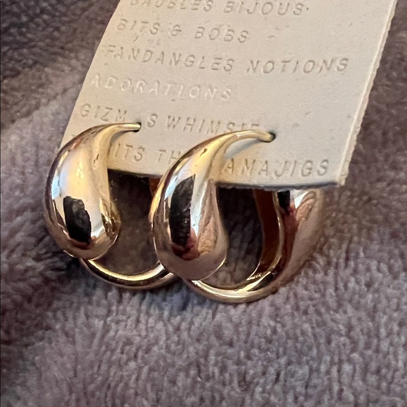 Anthropologie Teardrop Circle Huggie Earrings - Picture 4 of 4